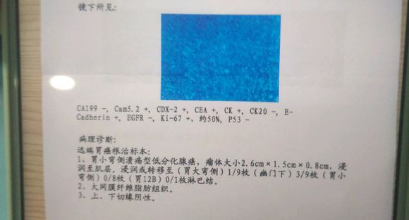 亲戚得了胃癌，懂的亲帮忙看一下。